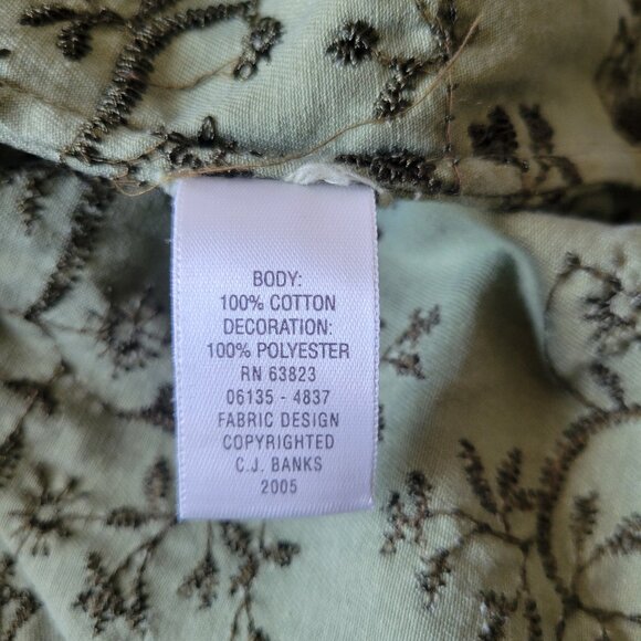 CJ Banks Green Embroidered Button-down Jacket, Shacket, Women’s 1X, 100% Cotton - Picture 6 of 8